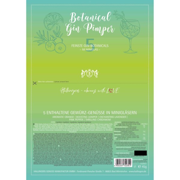 5er Premium Gin Botanicals als Geschenk-Set (45g) - Botanical Gin Pimper (Set)
