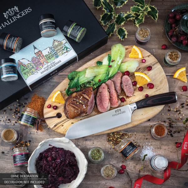 Bundle 24er Gewürz-Adventskalender & Premium-Messer (425g) - Gewürze Adventskalender & Premium Santoku (Set)