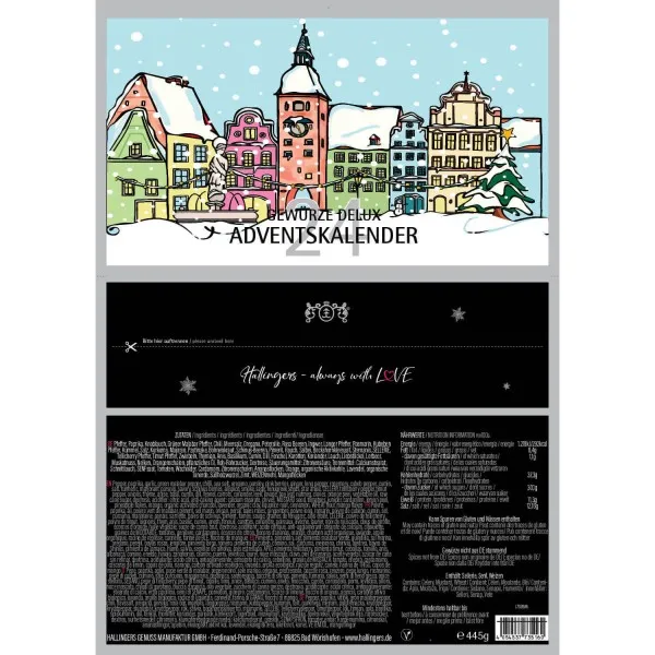 Nostalgische Altstadt (Set) - Gewürz Adventskalender handmade, 24 Gewürze aus aller Welt (435g)