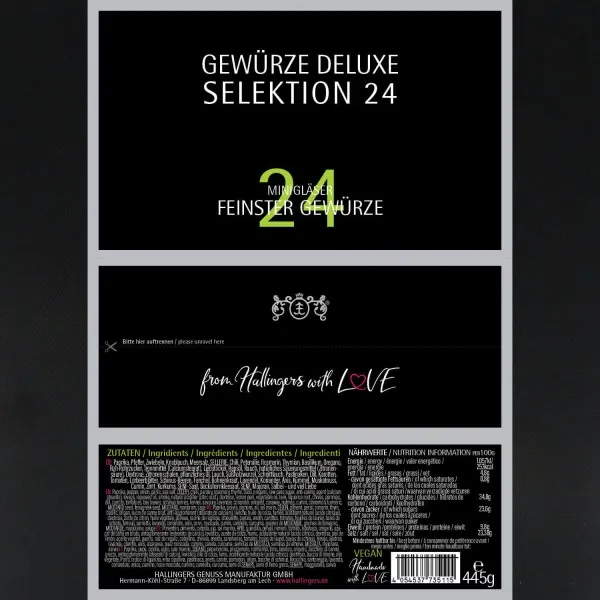 Deluxe Selektion 24 & Deluxe Santoku (Set) - Gewürz Geschenkset handmade, Bundle 24 Gewürze & Messer Deluxe (445g)