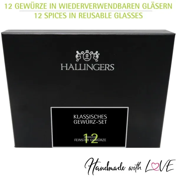 12er Gewürz-Set & Happiness is handmade (Set) - Gewürz Geschenkset handmade, Bundle 12 Gewürze & Kochbuch (160g)