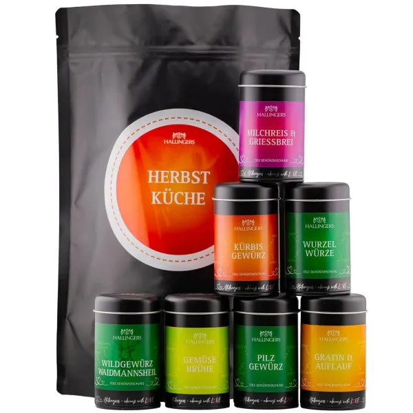 Herbstküche (Bundle) - Wundertüte XXL Gourmet Gewürze Geschenkset mit 7 Aromadosen - Gewürzmischungen für den Herbst (640g)