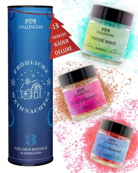 Fröhliche Weihnachten - Badesalze-Set, 3x Badezusatz Totes Meer