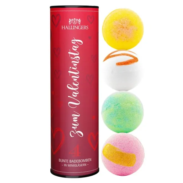 Zum Valentinstag (4 Badebomben im Mix)