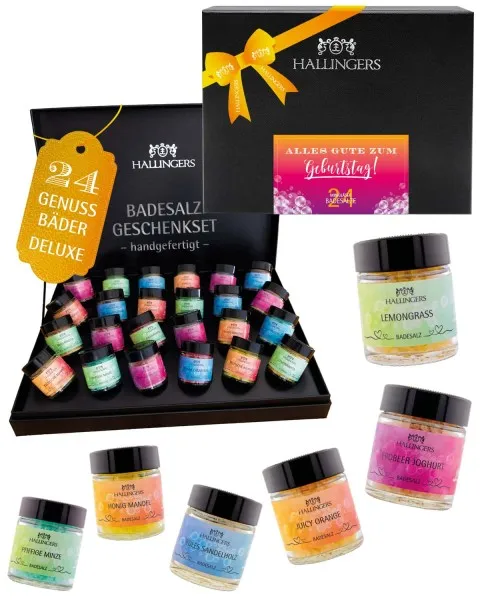 Alles Gute zum Geburtstag - Badesalze-Set, 24x Badezusatz Totes Meer