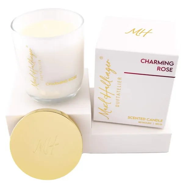 Charming Rose (Kerzenglas & Box) - Stilvolle Duftkerze im Glas brennt bis zu 40 Studen Maxl Hallinger Duftatelier, scented candle (180g)