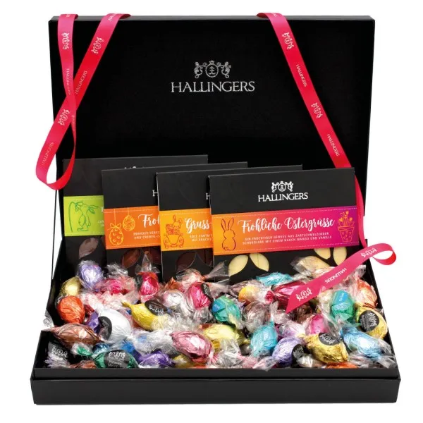 Easter Box Pink (Bundle) - Ostergeschenke als Osterkörbchen zu Ostern, Schokolade 40 Pralinen Ostereier & Geschenkbox (1000g)