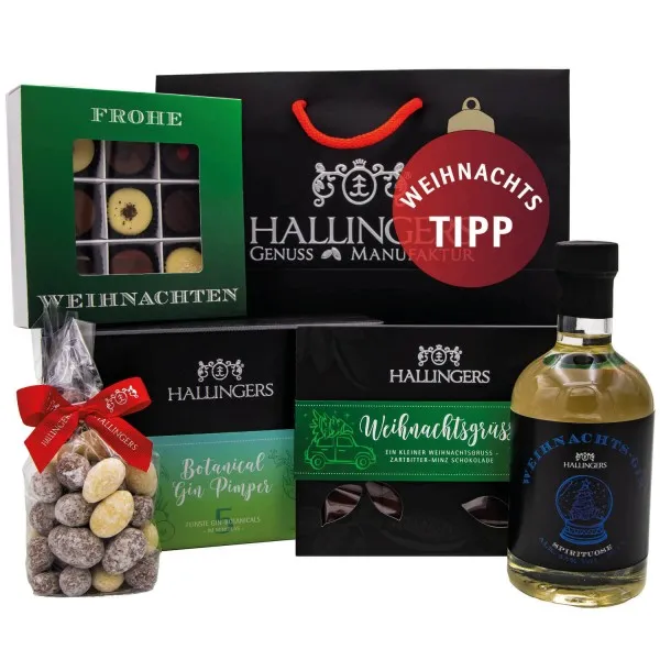 Berauschendes Fest (Bundle) - Weihnachtliches Geschenk-Set mit Gin, Pralinen & mehr als Geschenkkorb zu Weihnachten (743g)