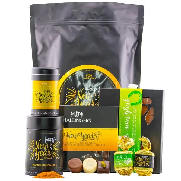 Happy New Year XXL (Bundle) - Weihnachtliche Geschenk Wundertüte XXL, Gourmet-Köstlichkeiten als Geschenkkorb zu Weihnachten (476g)