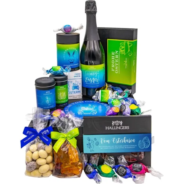 Gruß vom Osterhasen blue (Geschenkkorb)