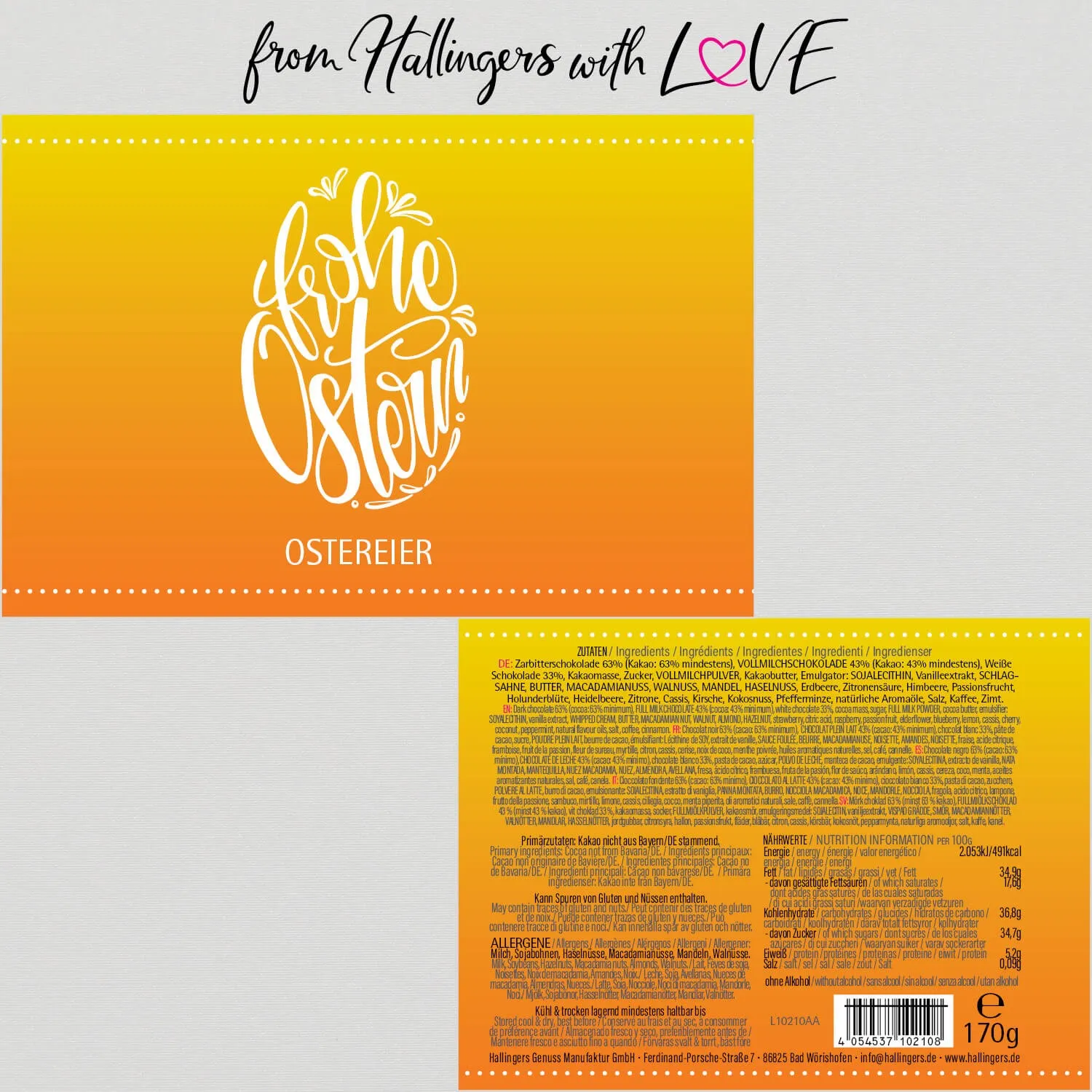 Frohe Ostern Osterei (Pralinen-Ostereier-Mix, ohne Alkohol)