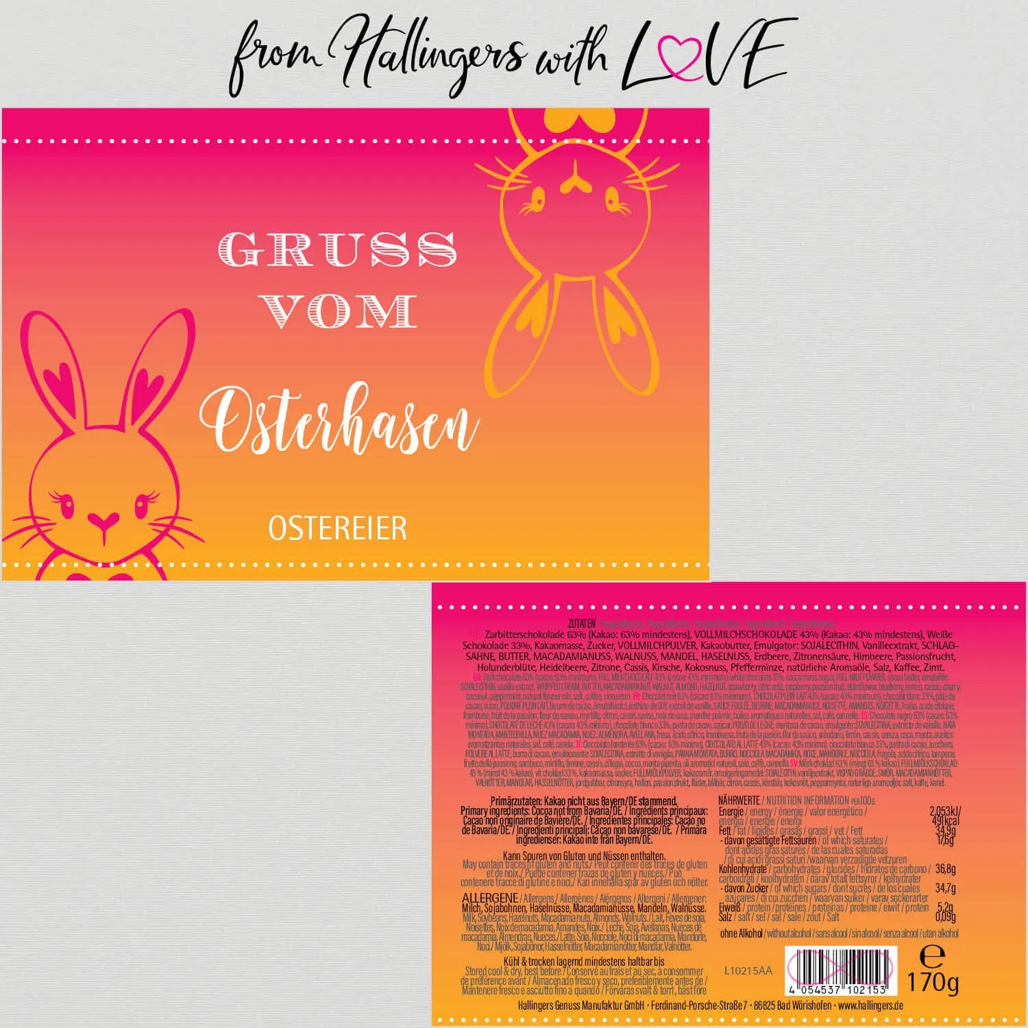 Gruß vom Osterhasen (Pralinen-Ostereier-Mix, ohne Alkohol)