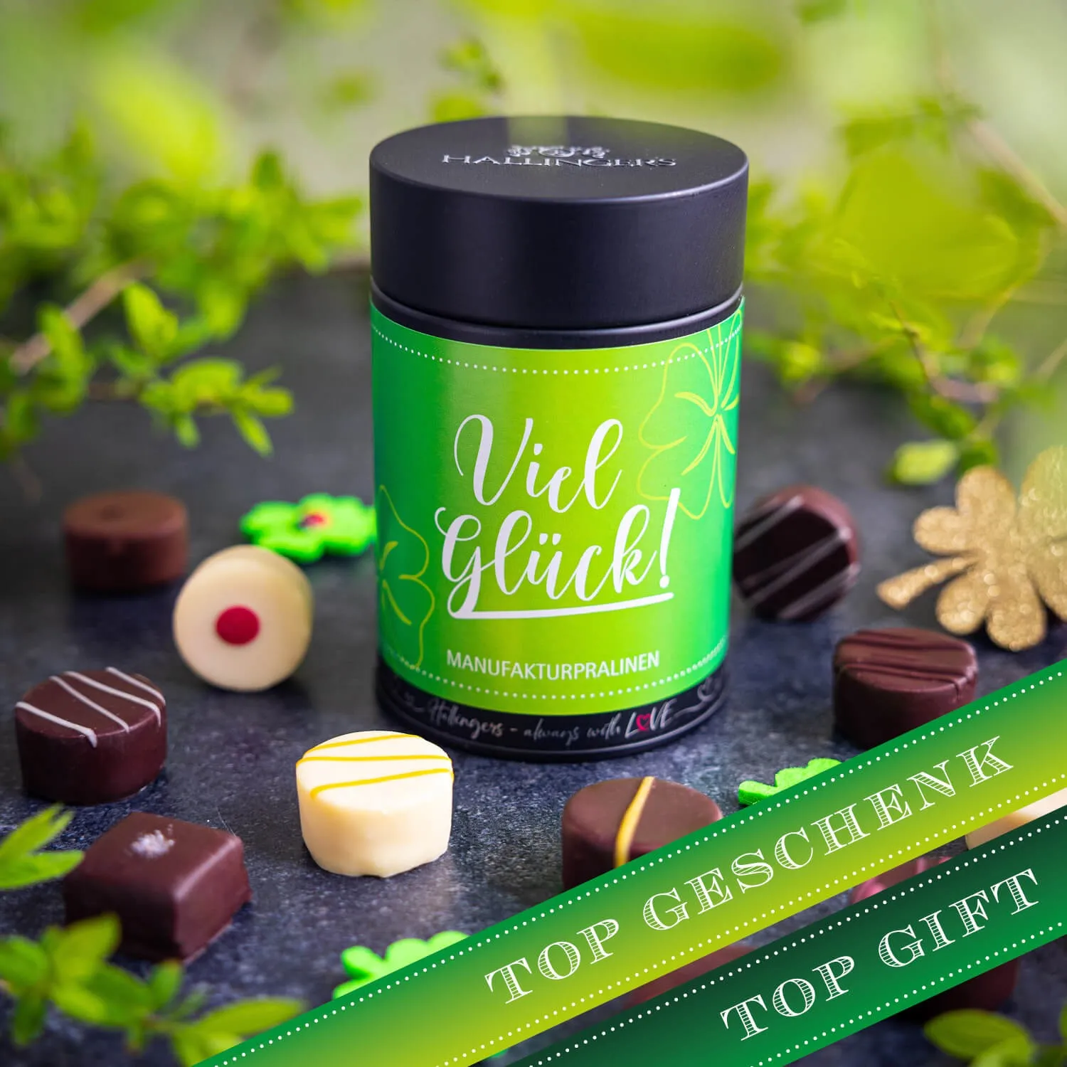 Handgemachte Pralinen sind die Königsklasse der Confiserie-Kunst! Glücksbringer für die aufregenden Stunden im Leben - damit geht es sicher gut!