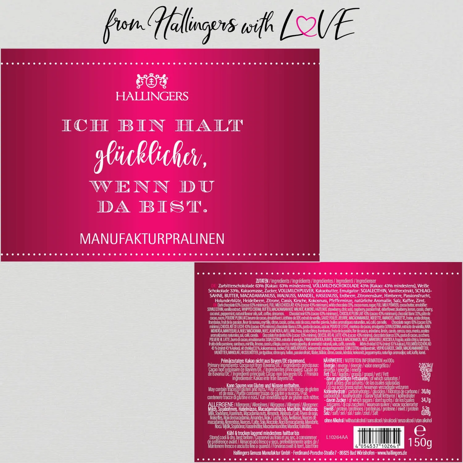 Pink Ich bin halt glücklicher wenn Du da bist (Pralinen Mix, ohne Alkohol)