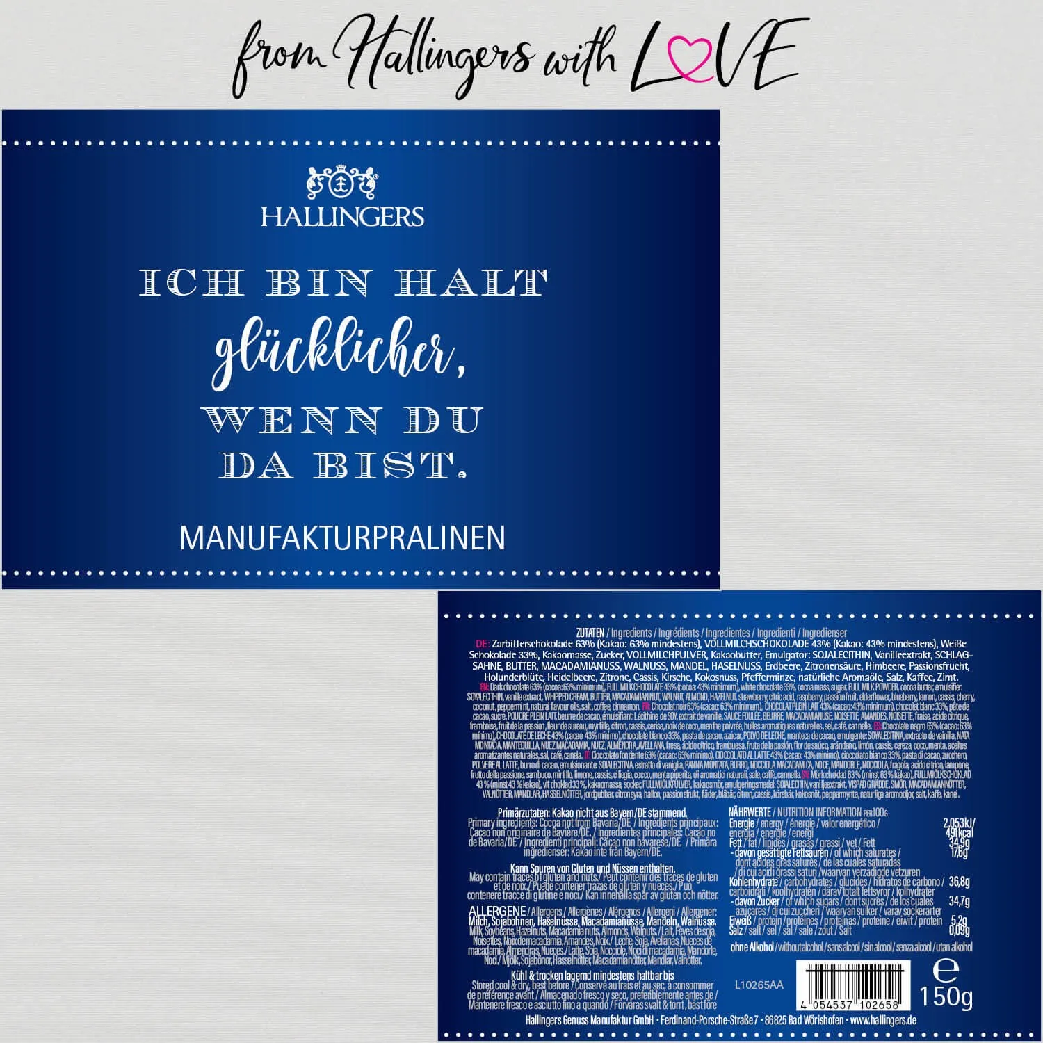 Blue Ich bin halt glücklicher wenn Du da bist (Pralinen Mix, ohne Alkohol)