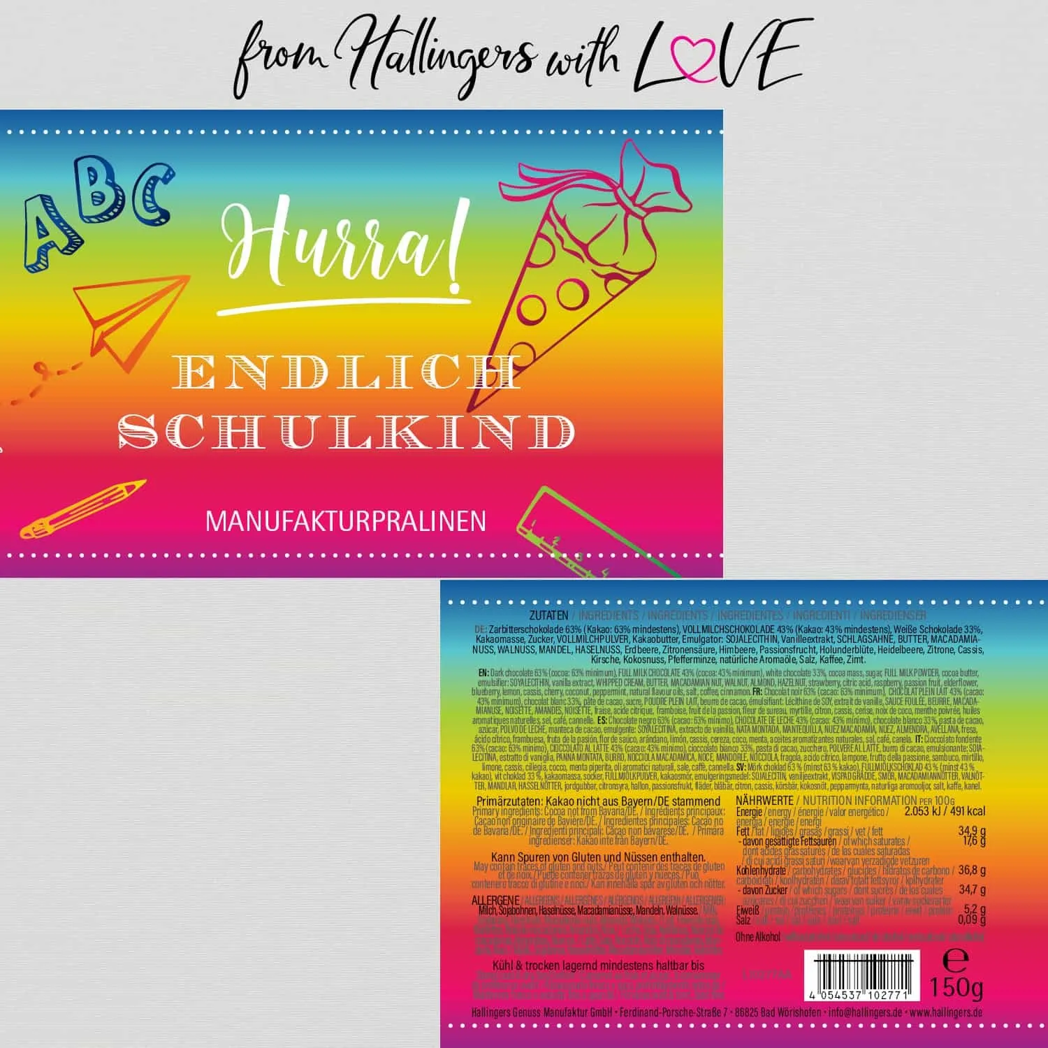 Hurra! Endlich Schulkind (Pralinen Mix, ohne Alkohol)