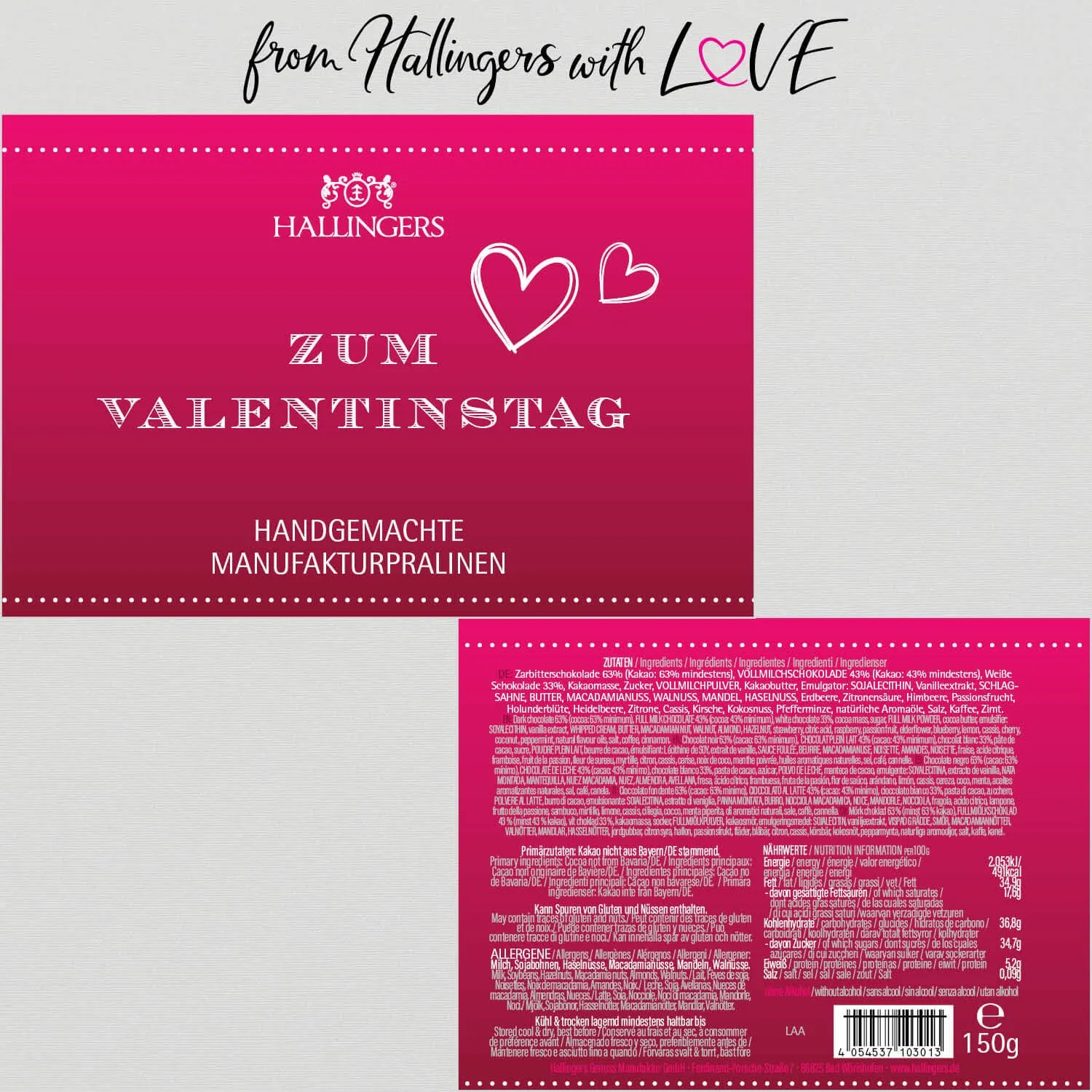 Zum Valentinstag - pink (Pralinen Mix, ohne Alkohol)
