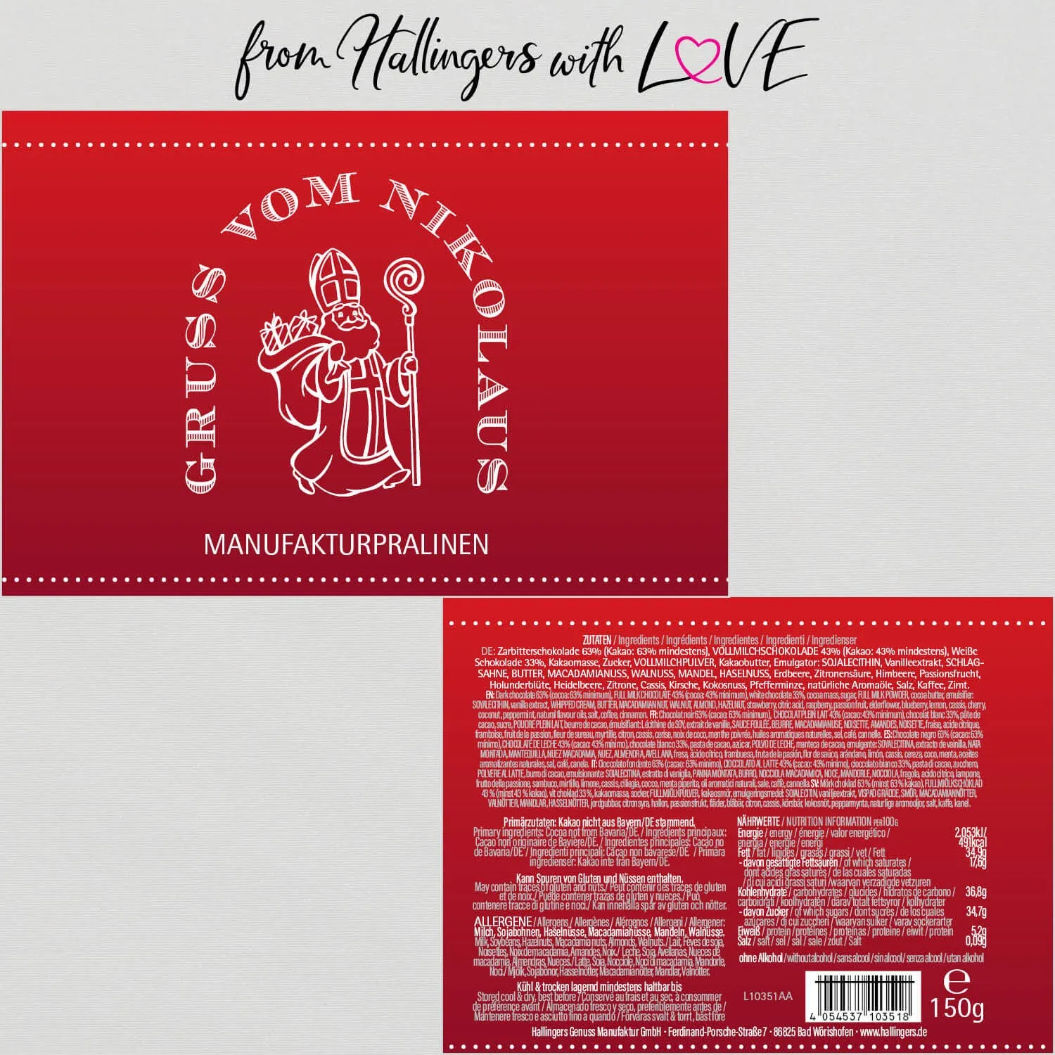 Gruß vom Nikolaus (Pralinen Mix, ohne Alkohol)