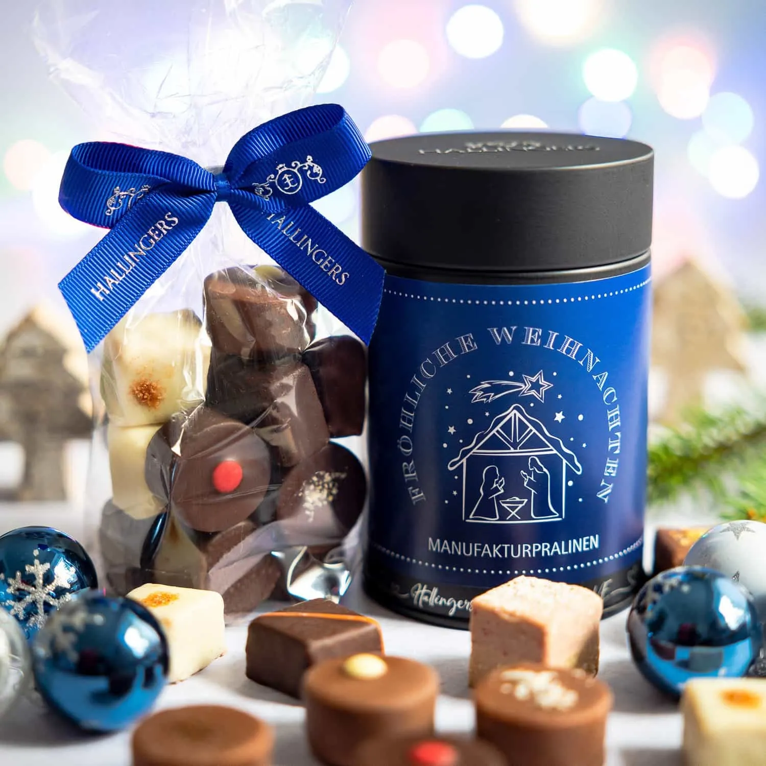 Unsere Manufakturpralinen sind ideal als Weihnachtsgeschenk, Gruß oder Mitbringsel für die Festtage - über diesen himmlischen Genuss freut sich jeder!