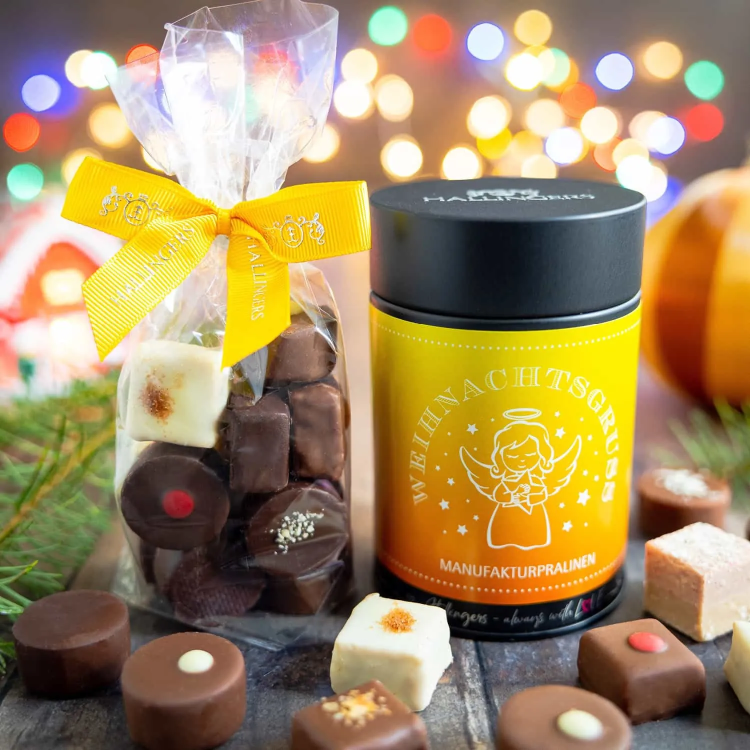 Unsere Manufakturpralinen sind ideal als Weihnachtsgeschenk, Gruß oder Mitbringsel für die Festtage - über diesen himmlischen Genuss freut sich jeder!