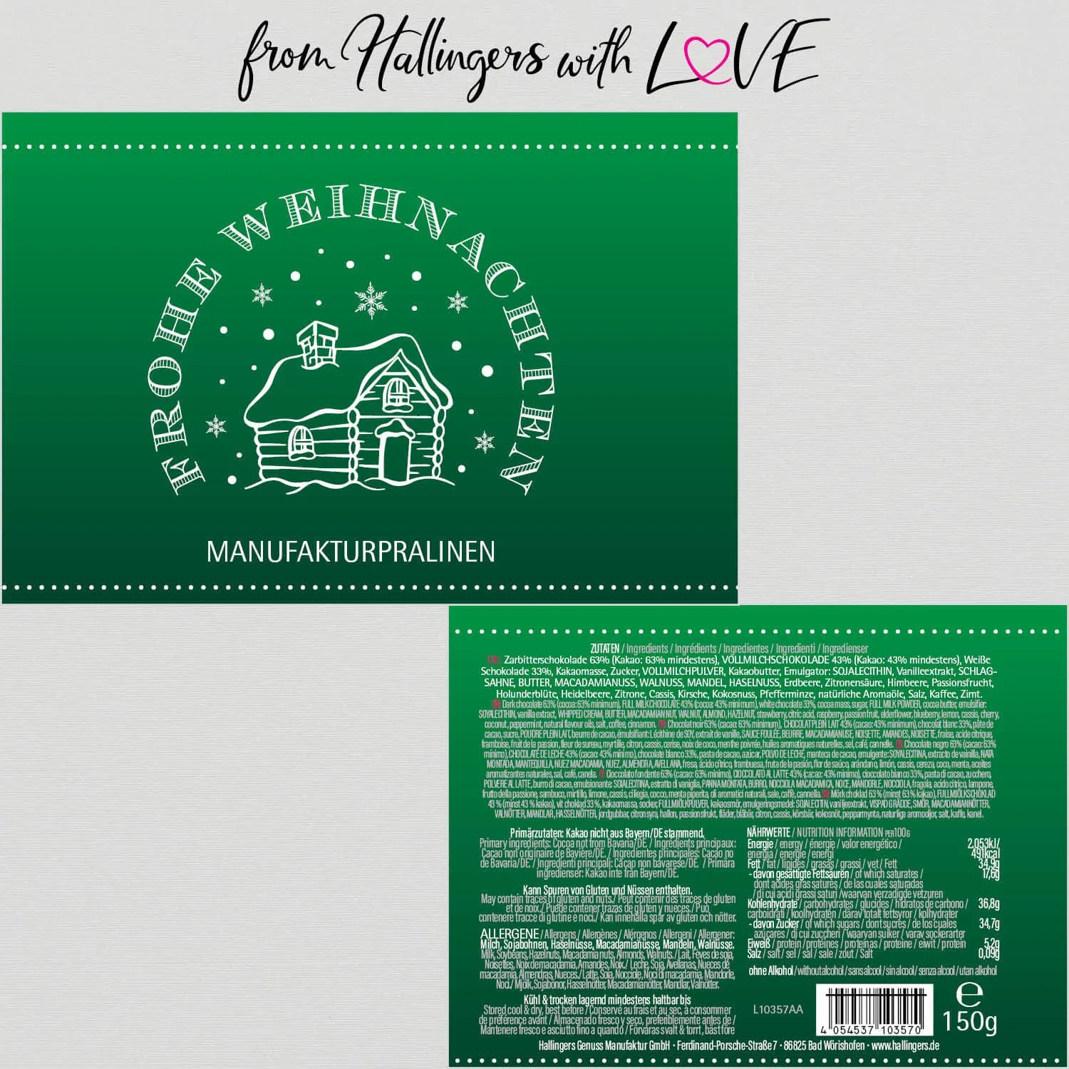 Frohe Weihnachten - Green (Pralinen Mix, ohne Alkohol)