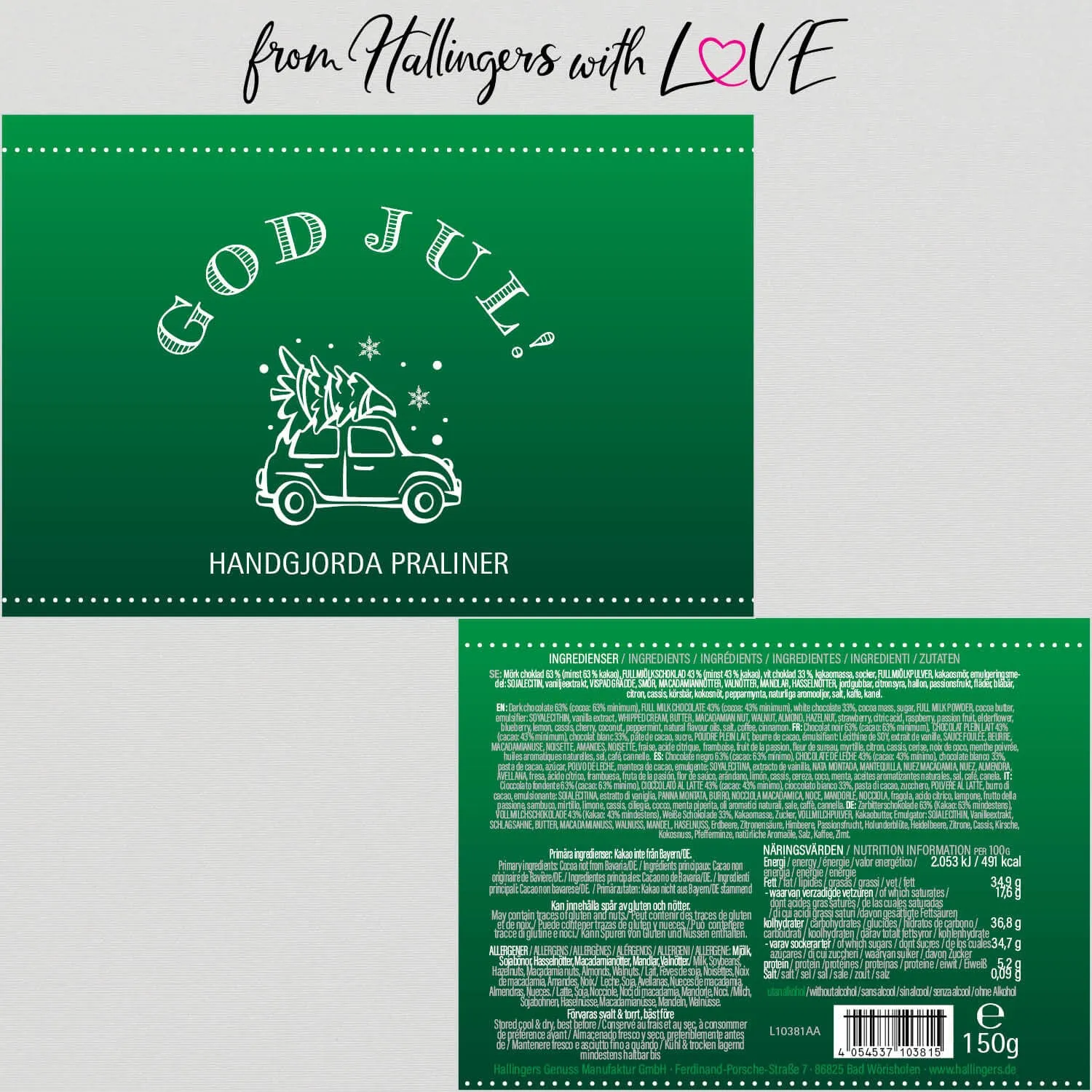 God Jul, green - Svenska (Pralinen Mix, ohne Alkohol)