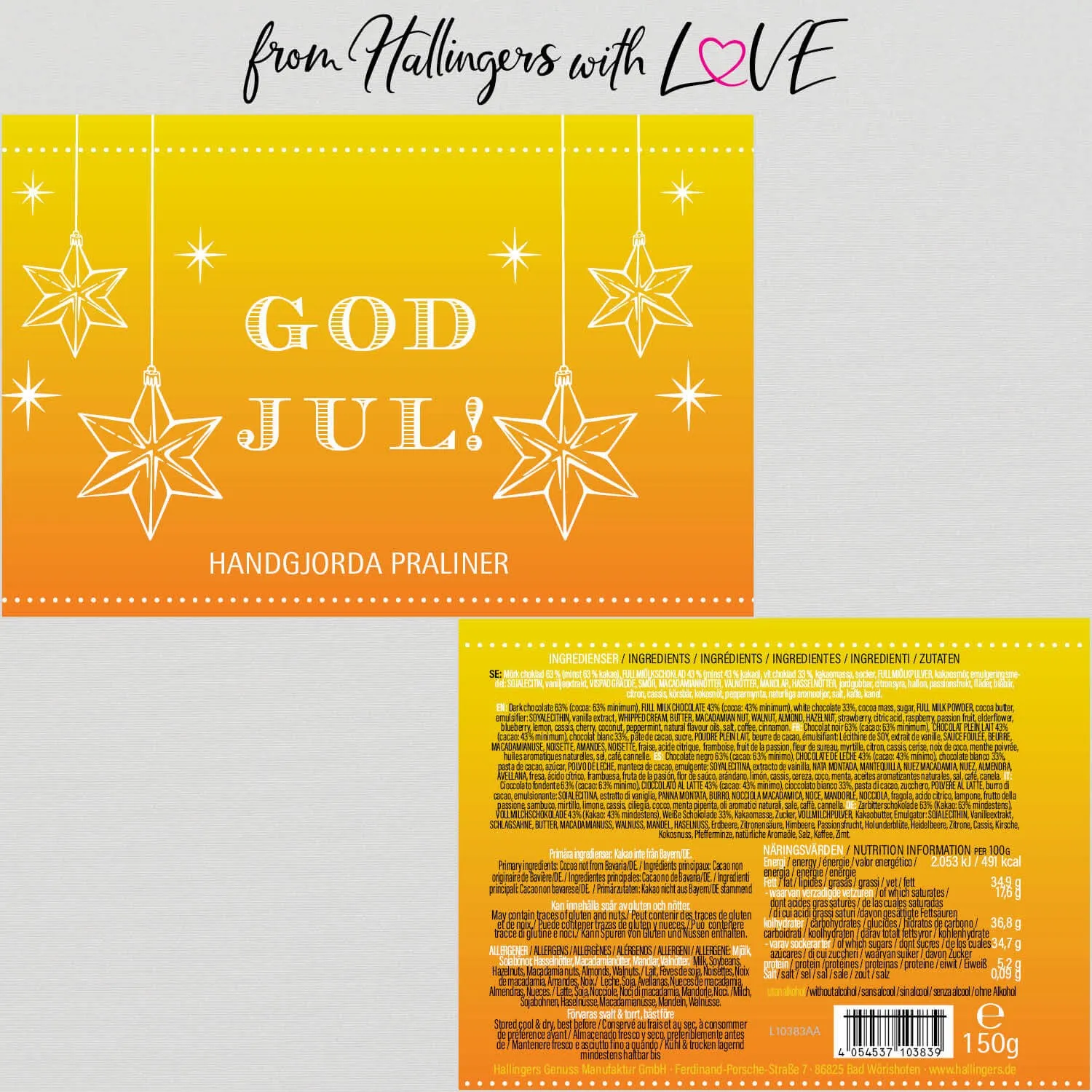 God Jul, yellow - Svenska (Pralinen Mix, ohne Alkohol)