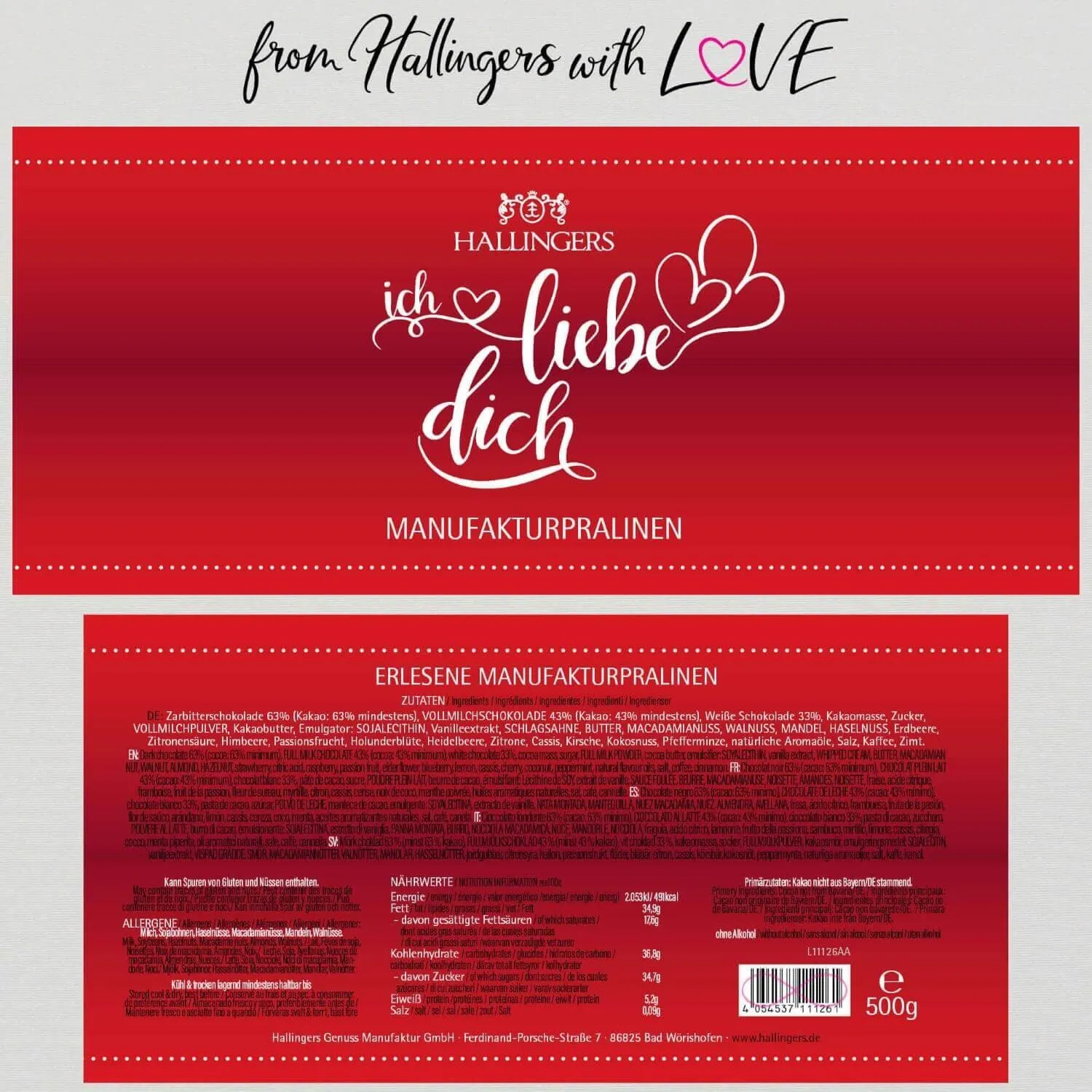 Ich liebe Dich XXL (Pralinen Mix, ohne Alkohol)