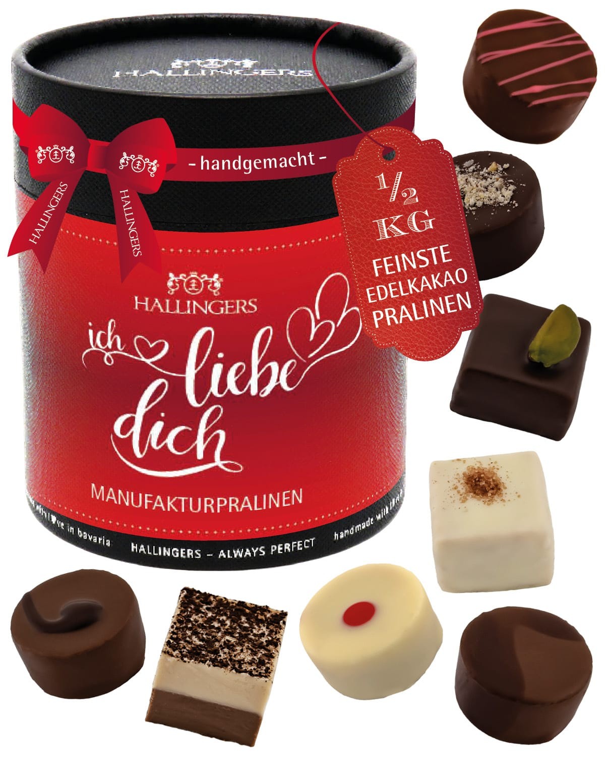 Pralinen Valentinstagsgeschenk - ohne Alkohol handmade "Ich liebe Dich" - Hallingers Genuss Manufaktur