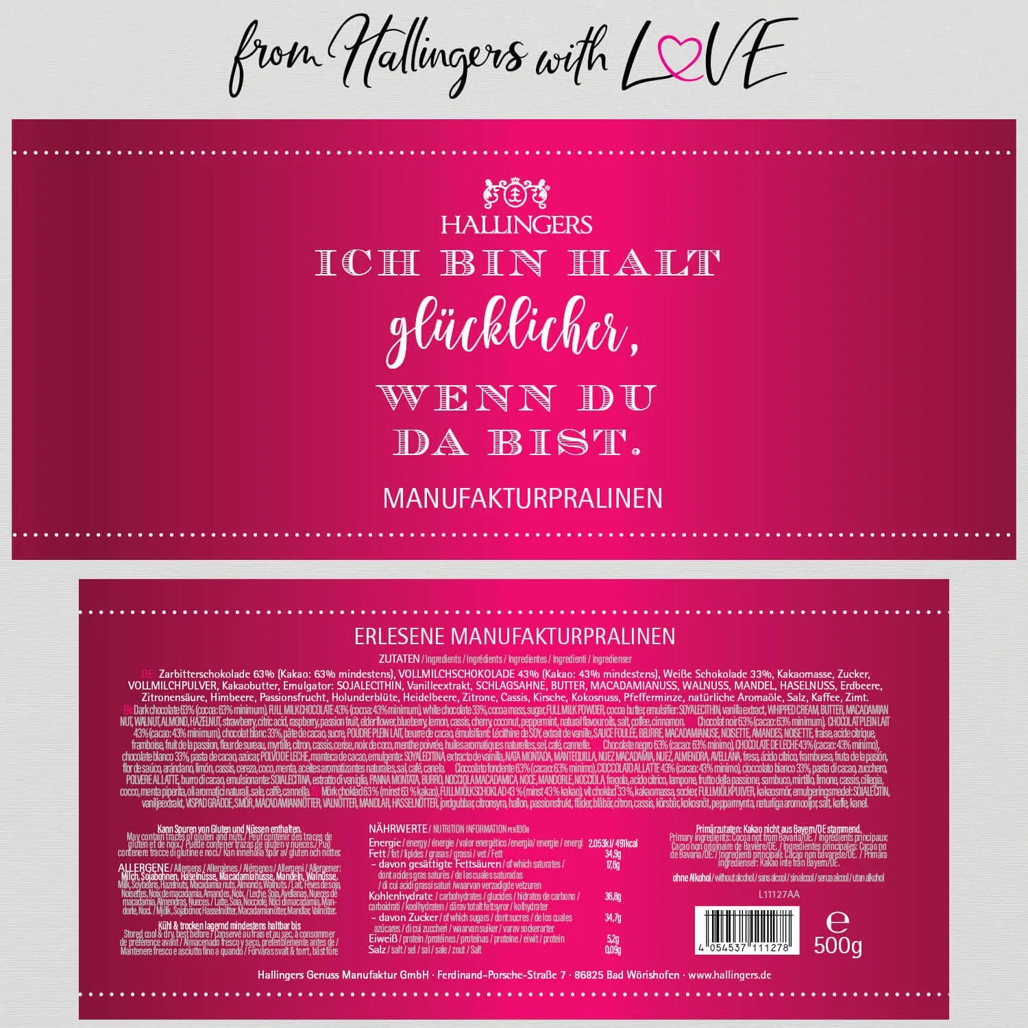 Ich bin halt glücklicher wenn Du da bist XXL (Pralinen Mix, ohne Alkohol)