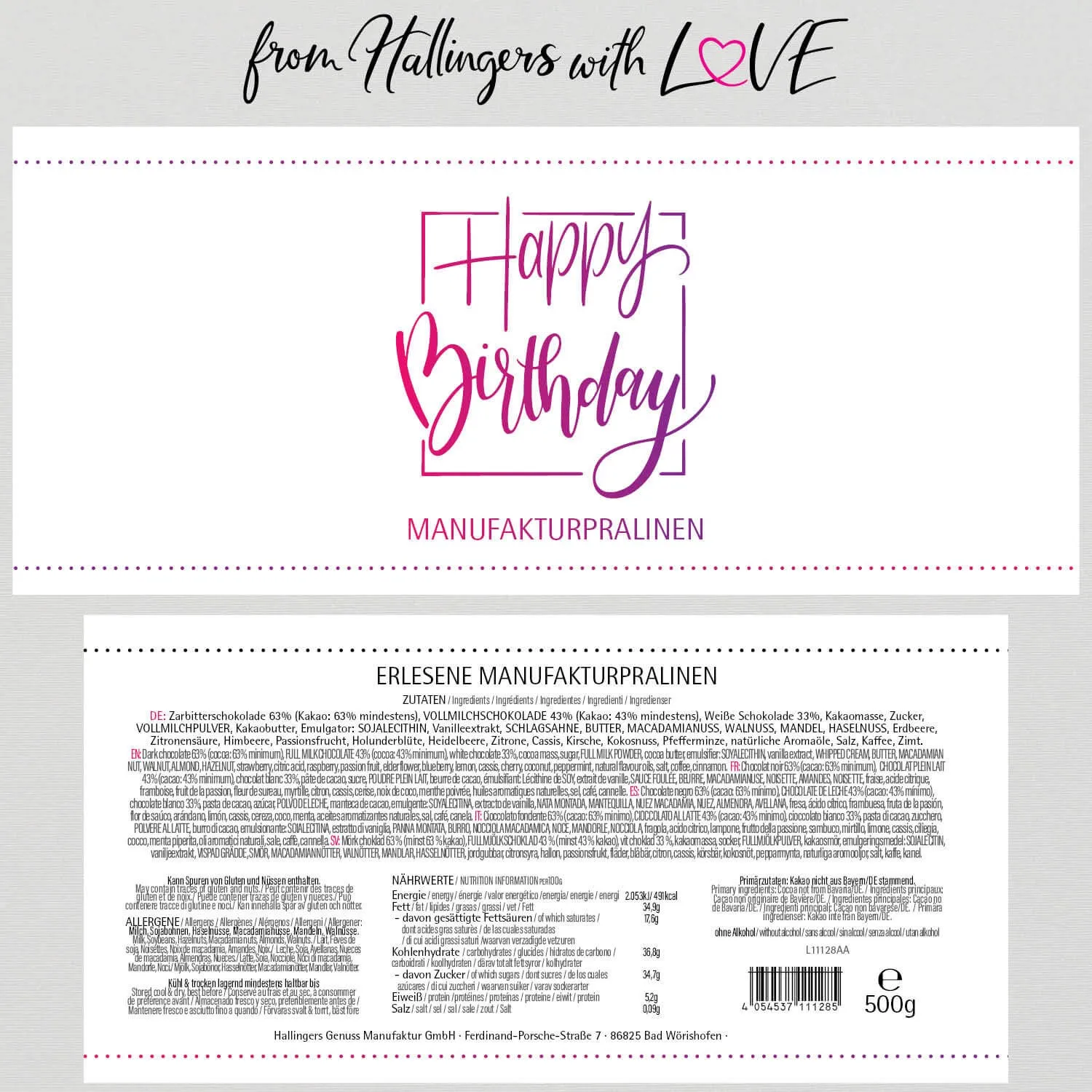 Happy Birthday Pink XXL (Pralinen Mix, ohne Alkohol)