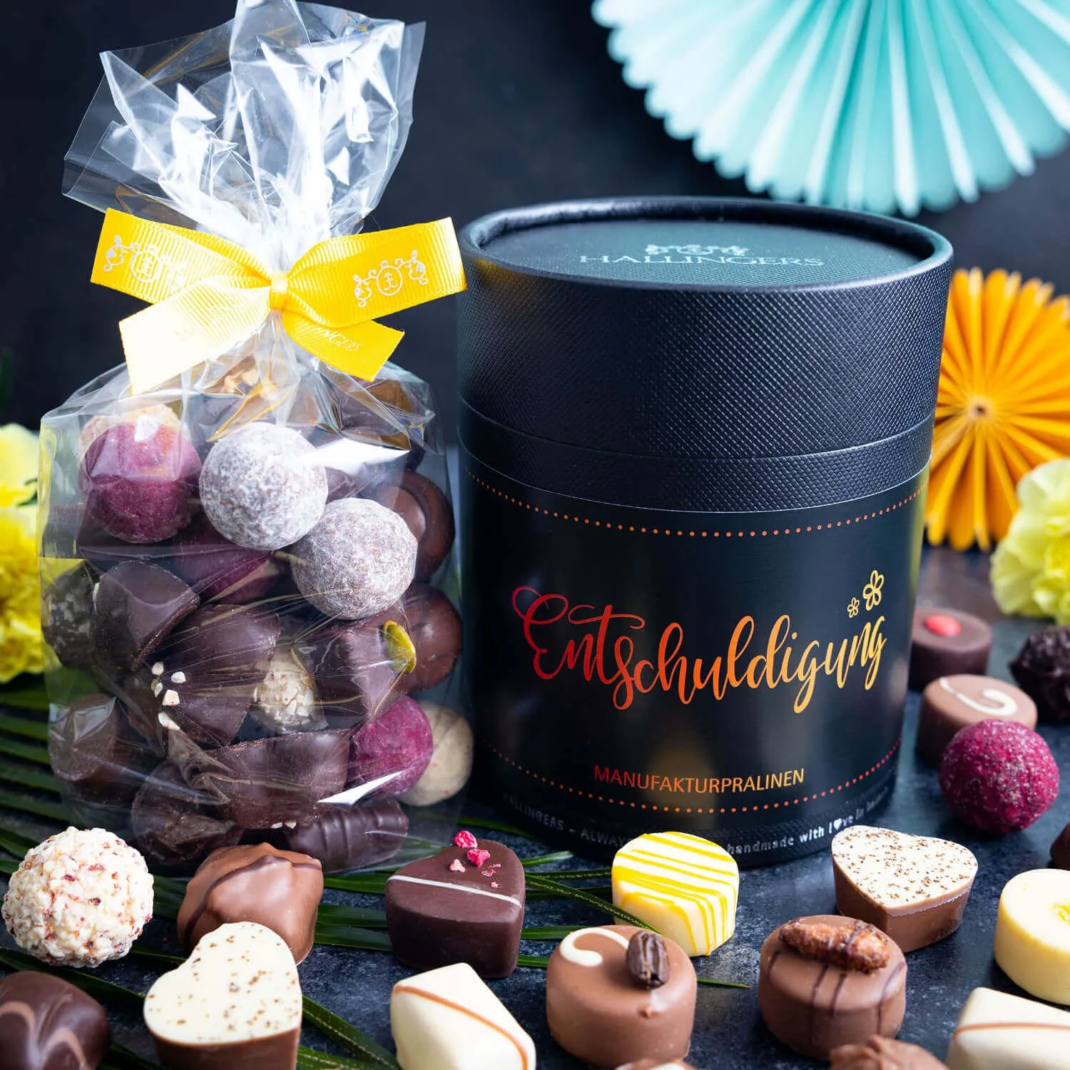 Lassen Sie die Entschuldigung von Herzen kommen und schenken Sie als Geste diese leckeren Pralinen dazu.