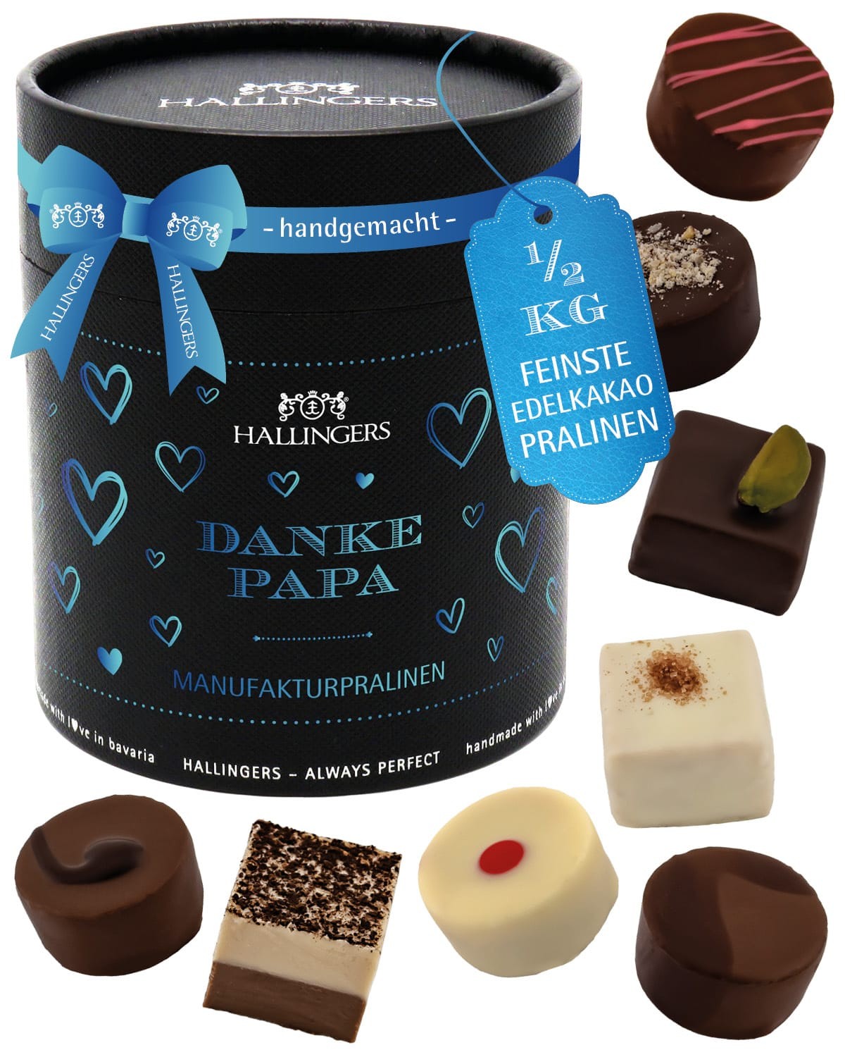 Pralinen Vatertagsgeschenk - ohne Alkohol handmade "Danke Papa" - Hallingers Genuss Manufaktur