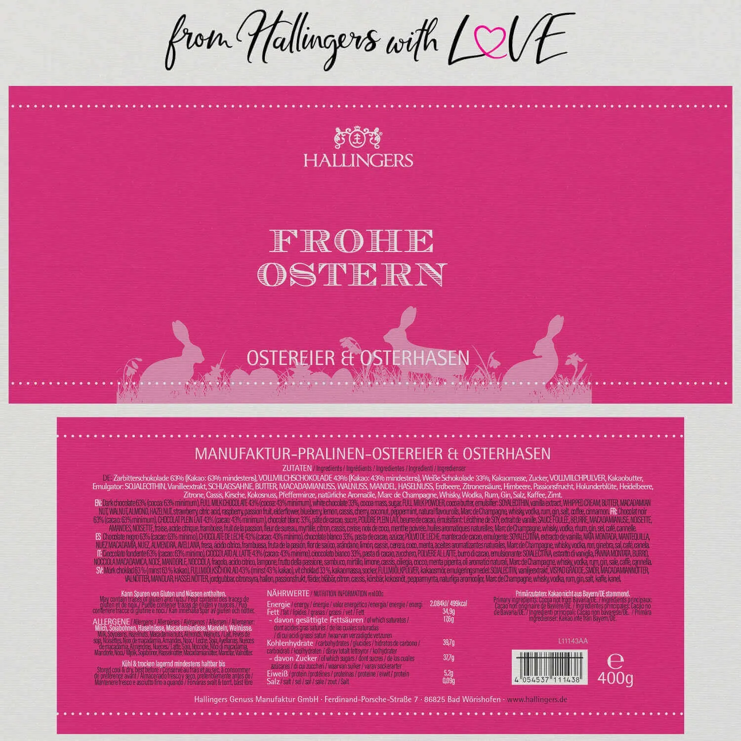 Frohe Ostern XXL - pink (Pralinen-Ostereier-Mix)