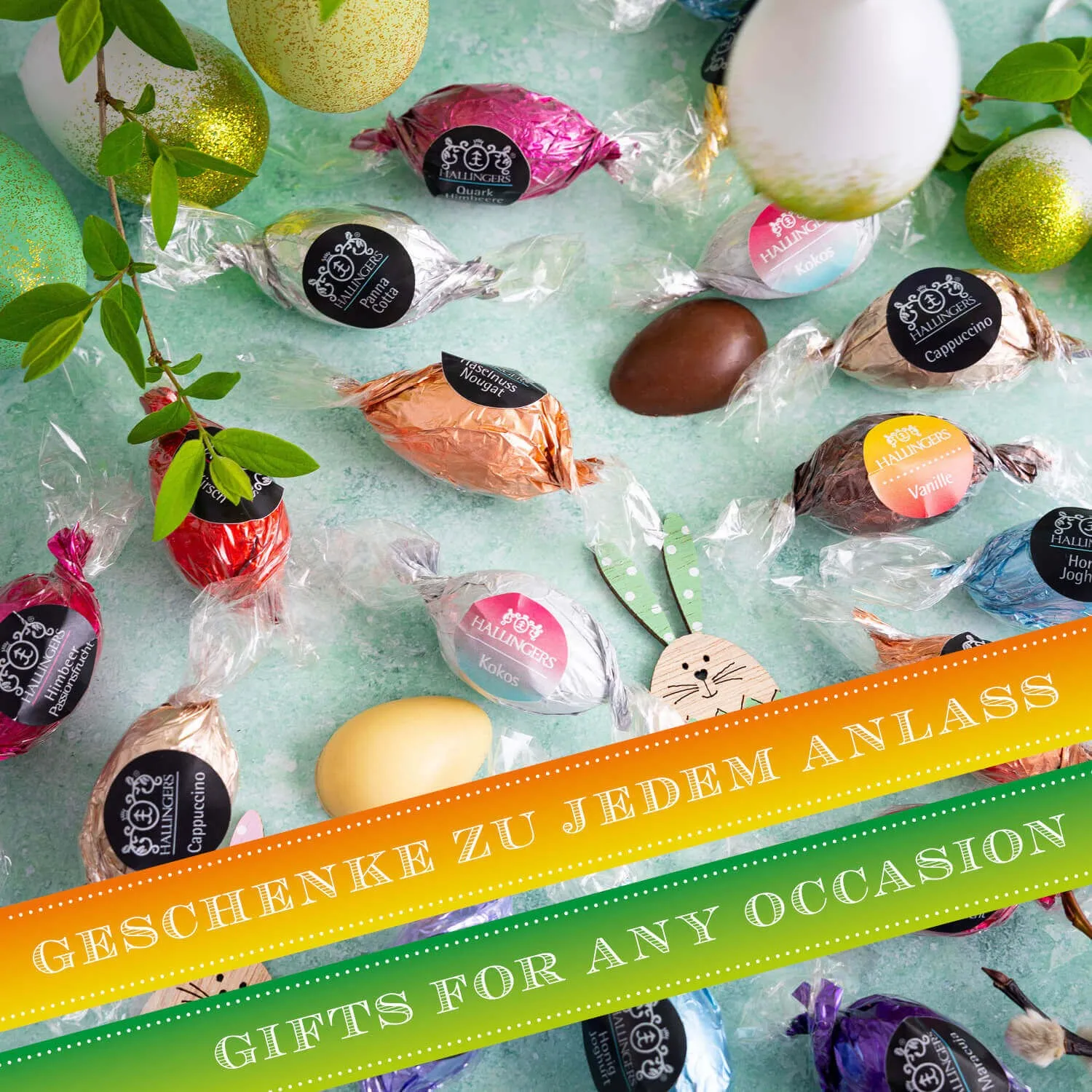 Dieses edle, bunt gefüllte Naschdose darf bei keiner Eiersuche fehlen! Hast du schon ein gutes Versteck?