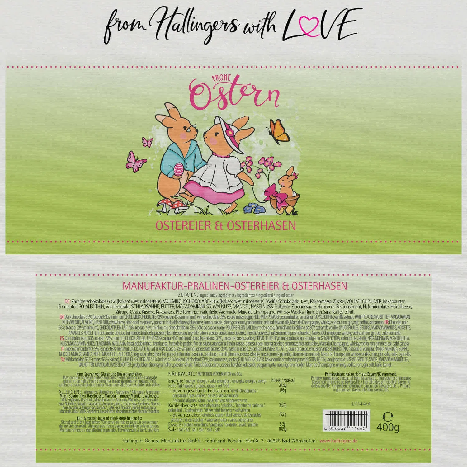 Frohe Ostern Hasenfamilie XXL (Pralinen-Ostereier-Mix)