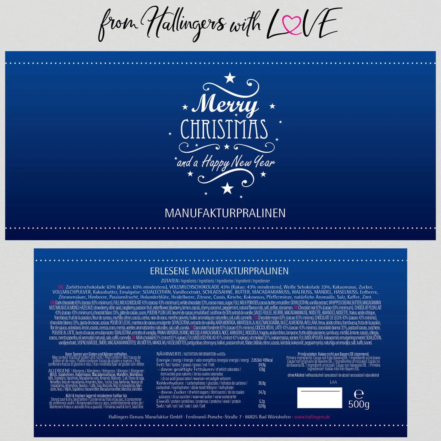 Merry Christmas & Happy New Year XXL (Pralinen Mix, ohne Alkohol)