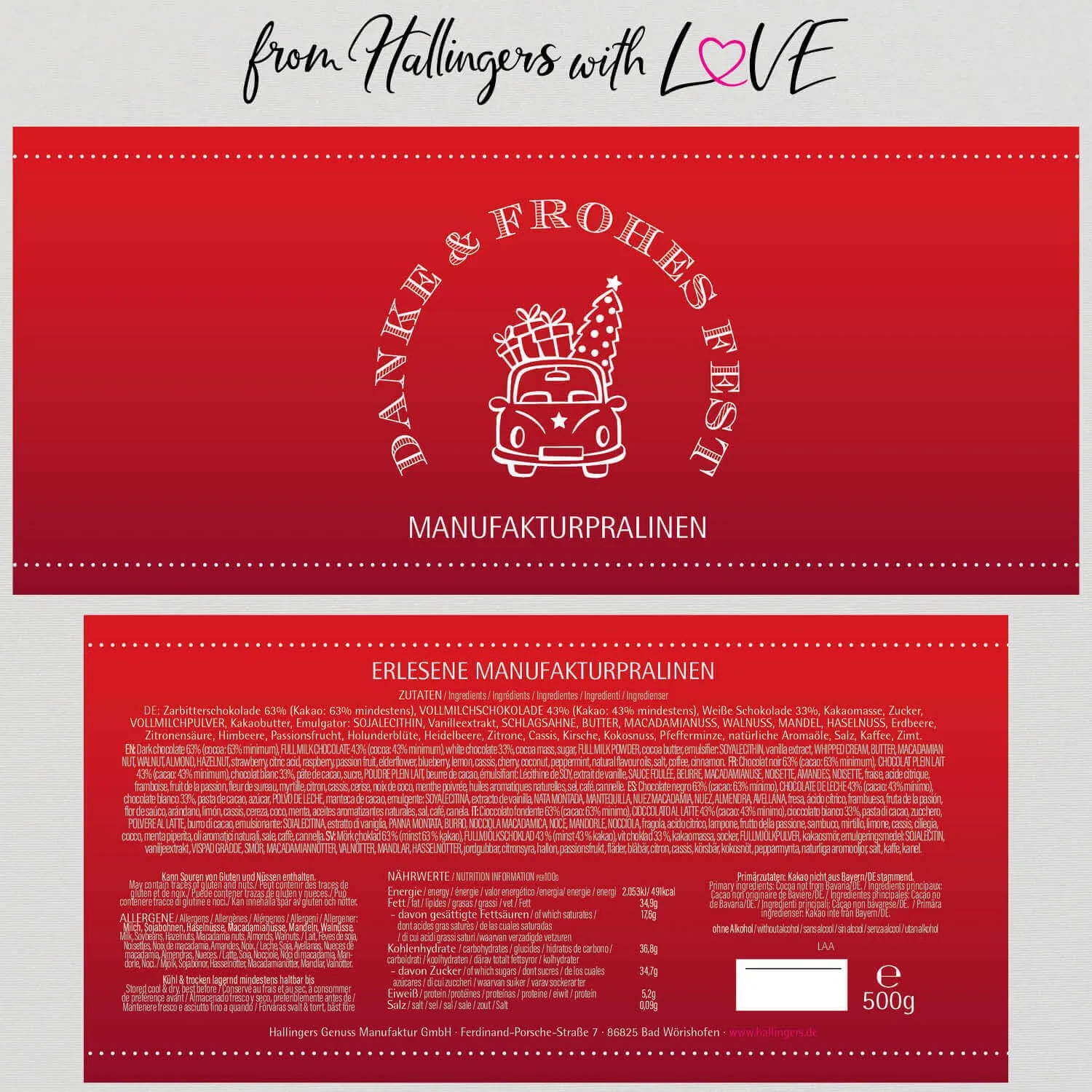 Danke & Frohes Fest XXL (Pralinen Mix, ohne Alkohol)