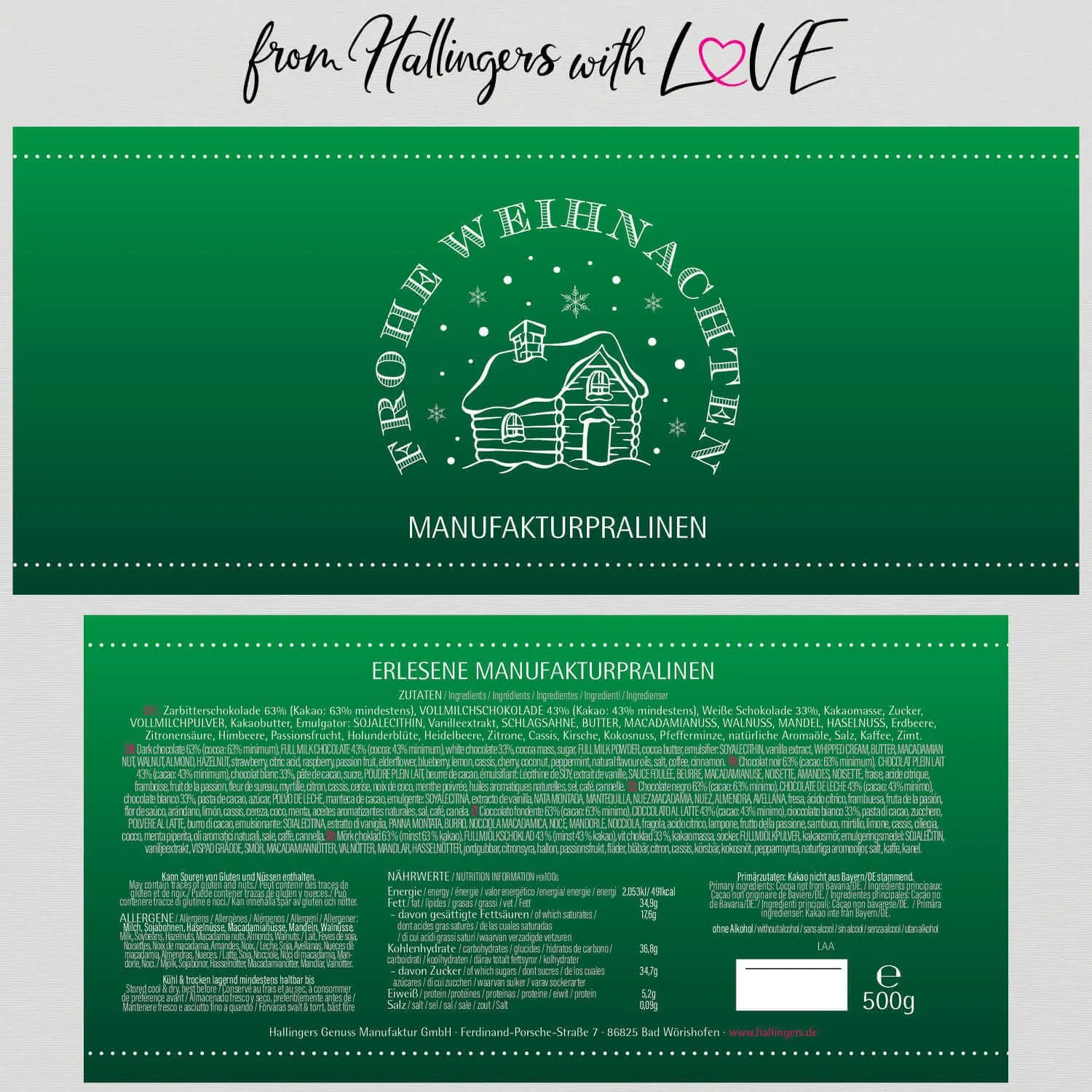 Frohe Weihnachten XXL - Green (Pralinen Mix, ohne Alkohol)