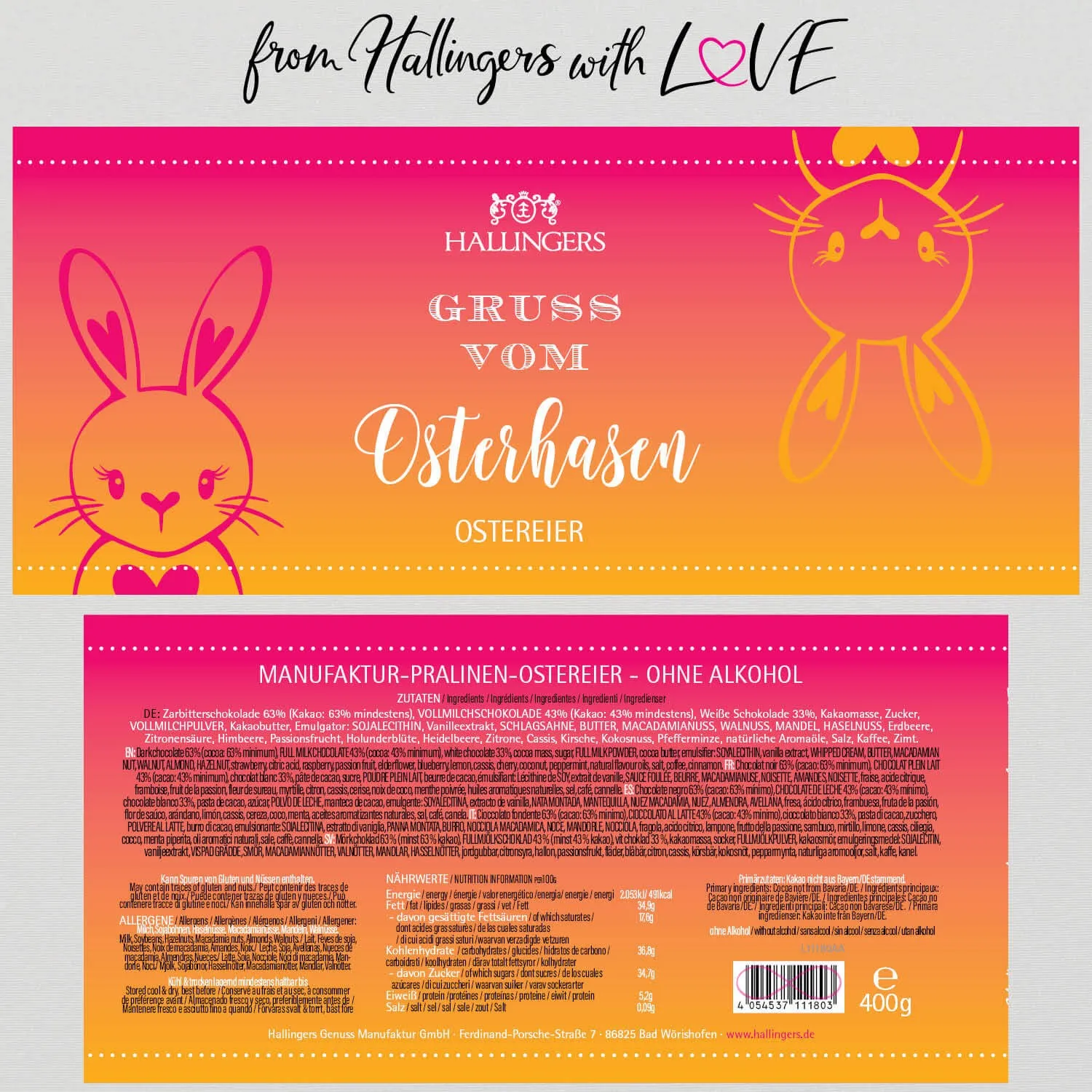 Gruß vom Osterhasen XXL (Pralinen-Ostereier-Mix, ohne Alkohol)