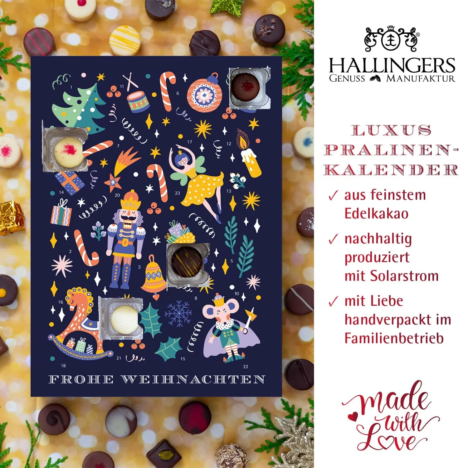 HANDWERK STATT MASSENWARE - Edition \Nussknacker Ballett\: Vergiss billig produzierte Standard-Pralinen mit schöner Verpackung - entscheidend ist nicht nur der erste Eindruck, sondern der Geschmack, der noch lange in Erinnerung bleibt