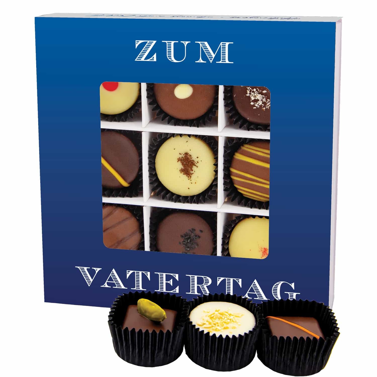 Pralinen Vatertagsgeschenk – mit & ohne Alkohol, handgemacht & zart schmelzender Edelkakao in edler Geschenkbox, feine Confiserie-Qualität, besondere