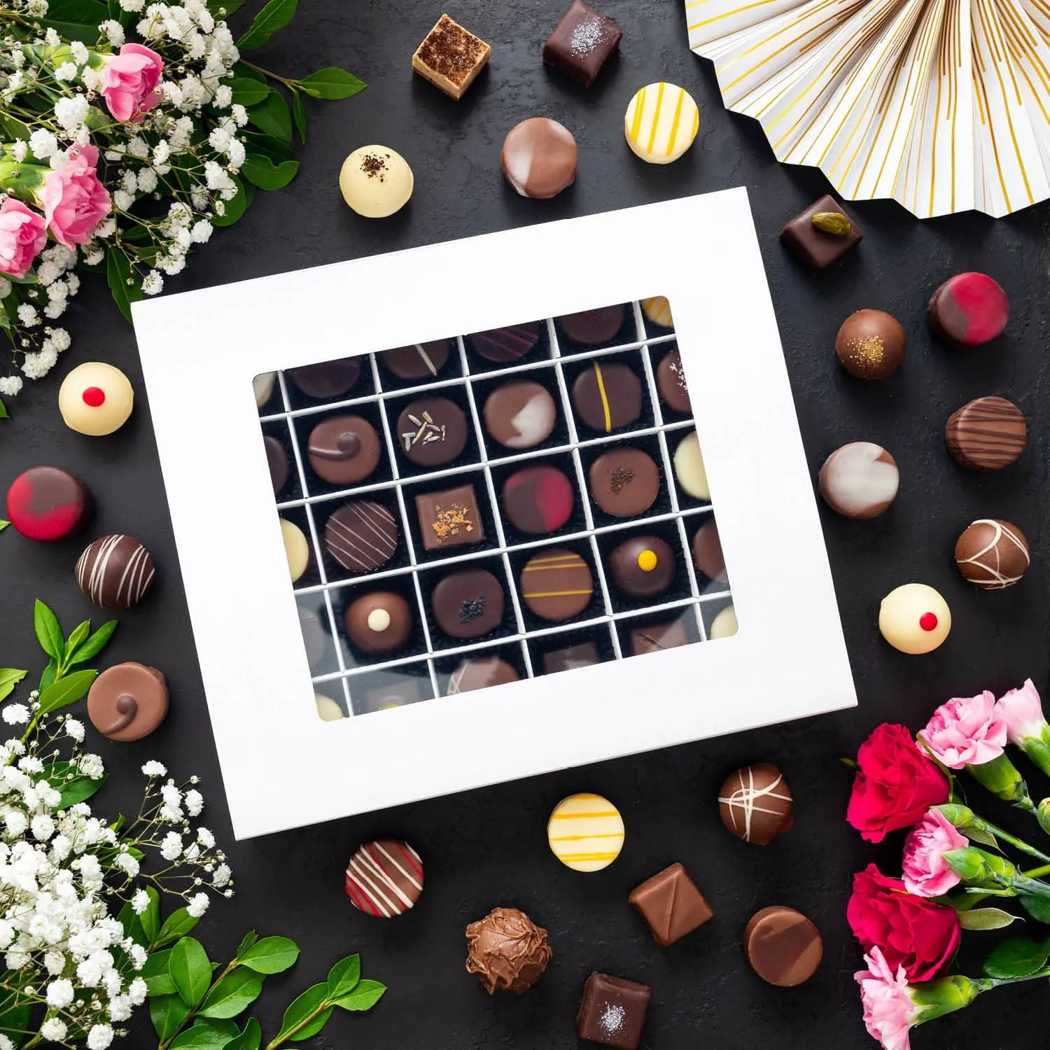 Hochwertige Pralinenbox, passend zu jedem Anlass.