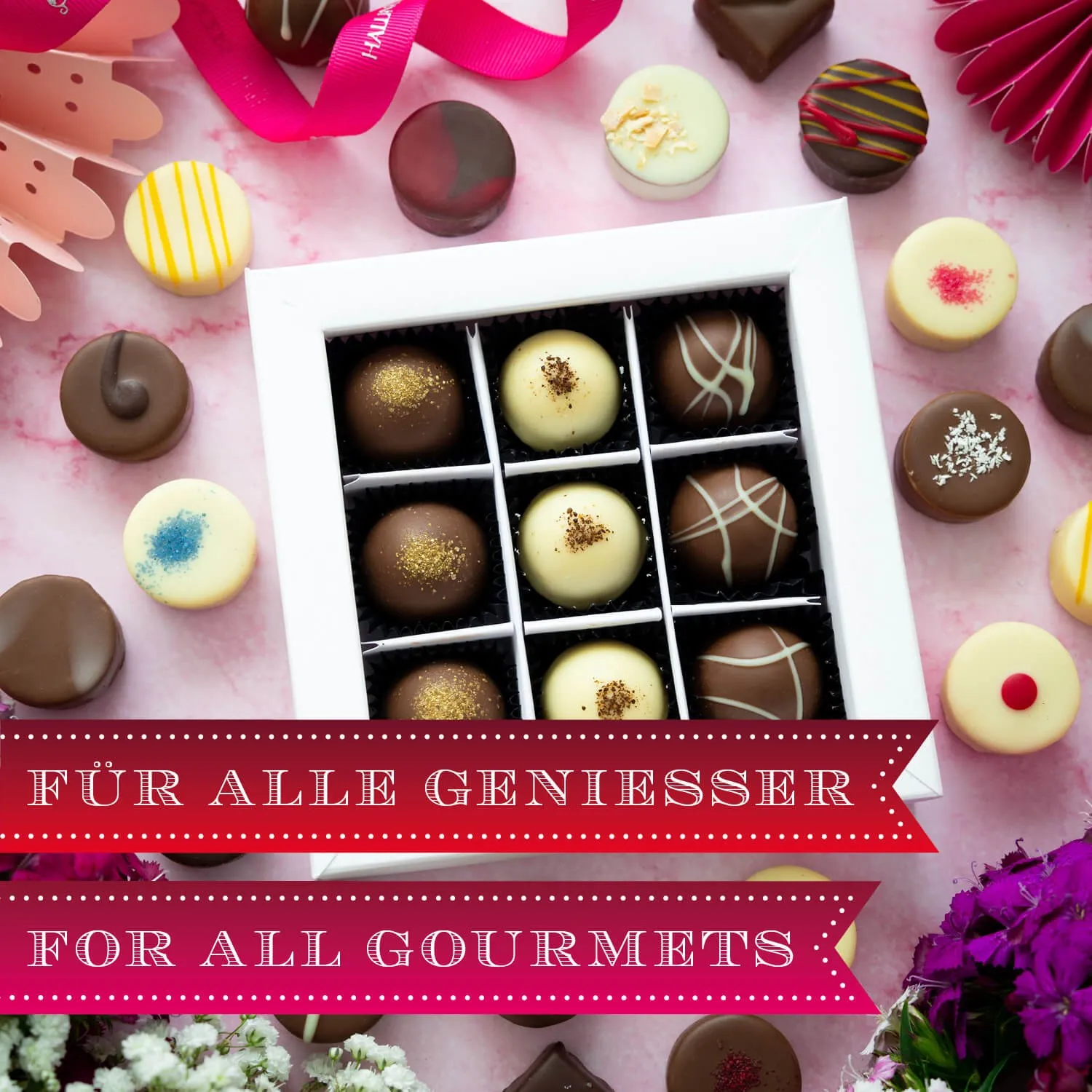 Sag´s mit luxuriösen Pralinen: Herzlich Willkommen