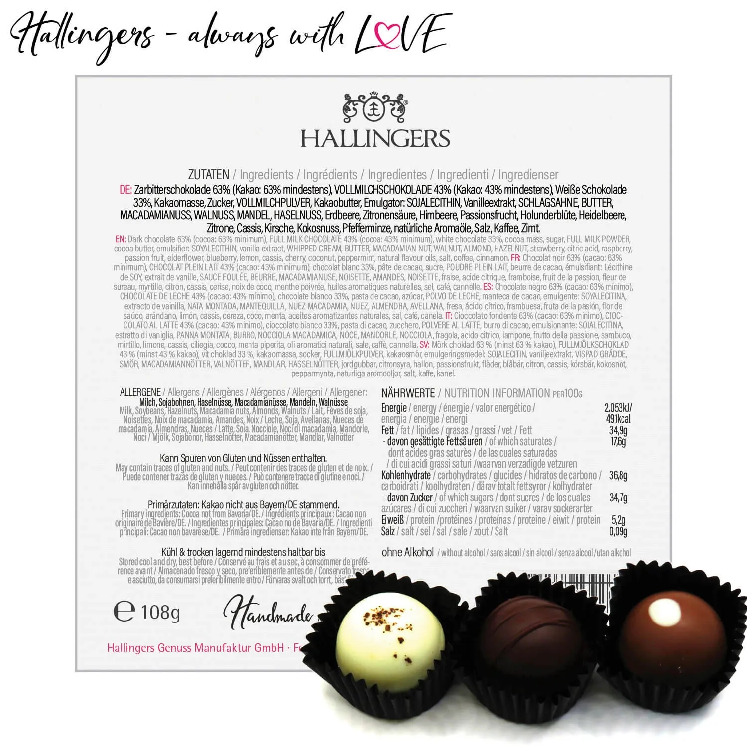 Herzlich Willkommen L (Pralinen Mix, ohne Alkohol)