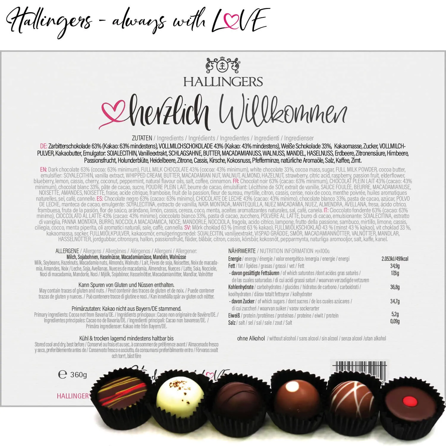 Herzlich Willkommen XXL (Pralinen Mix, ohne Alkohol)