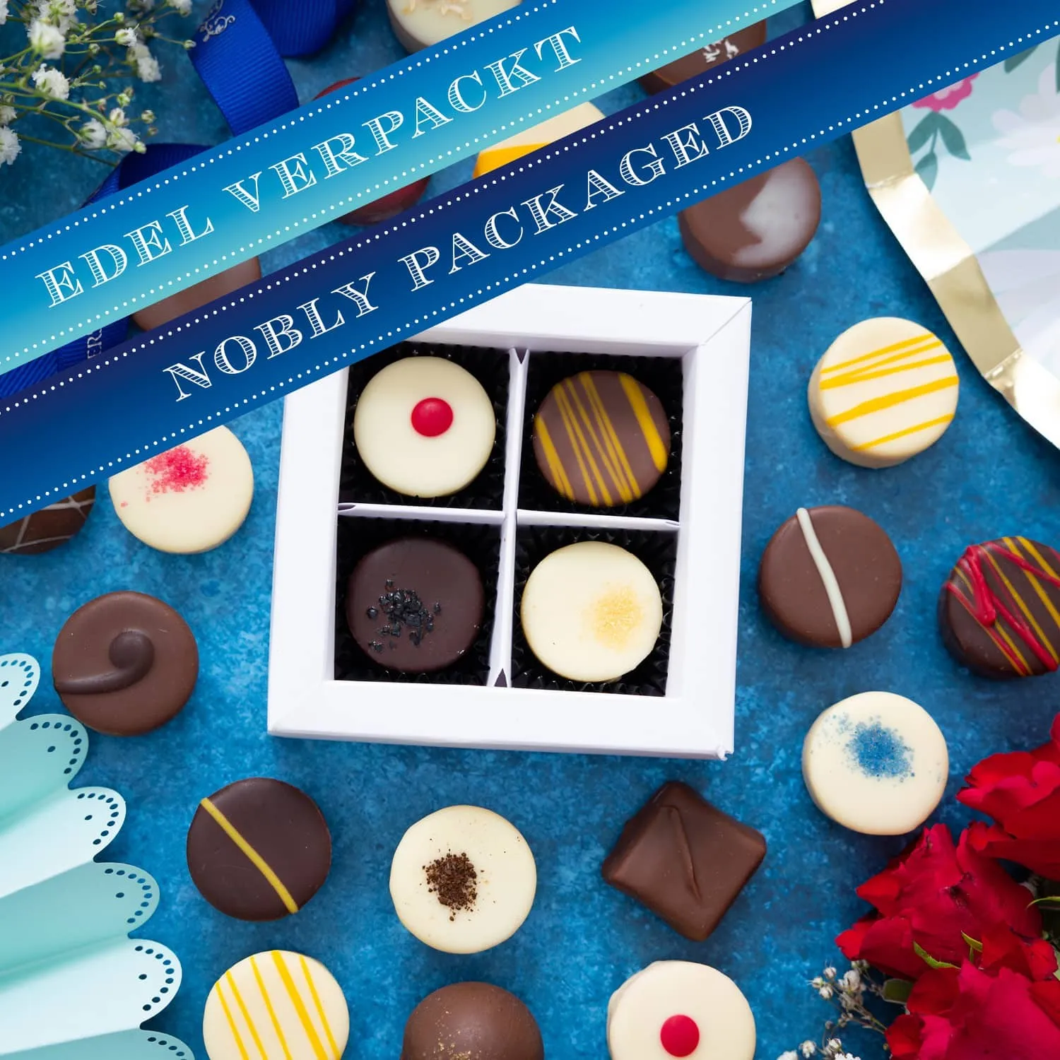 Herzchen für Papa - es gibt viele Gelegenheite um dem Papa ein paar Herzchen mit leckeren Pralinen zu schenken!