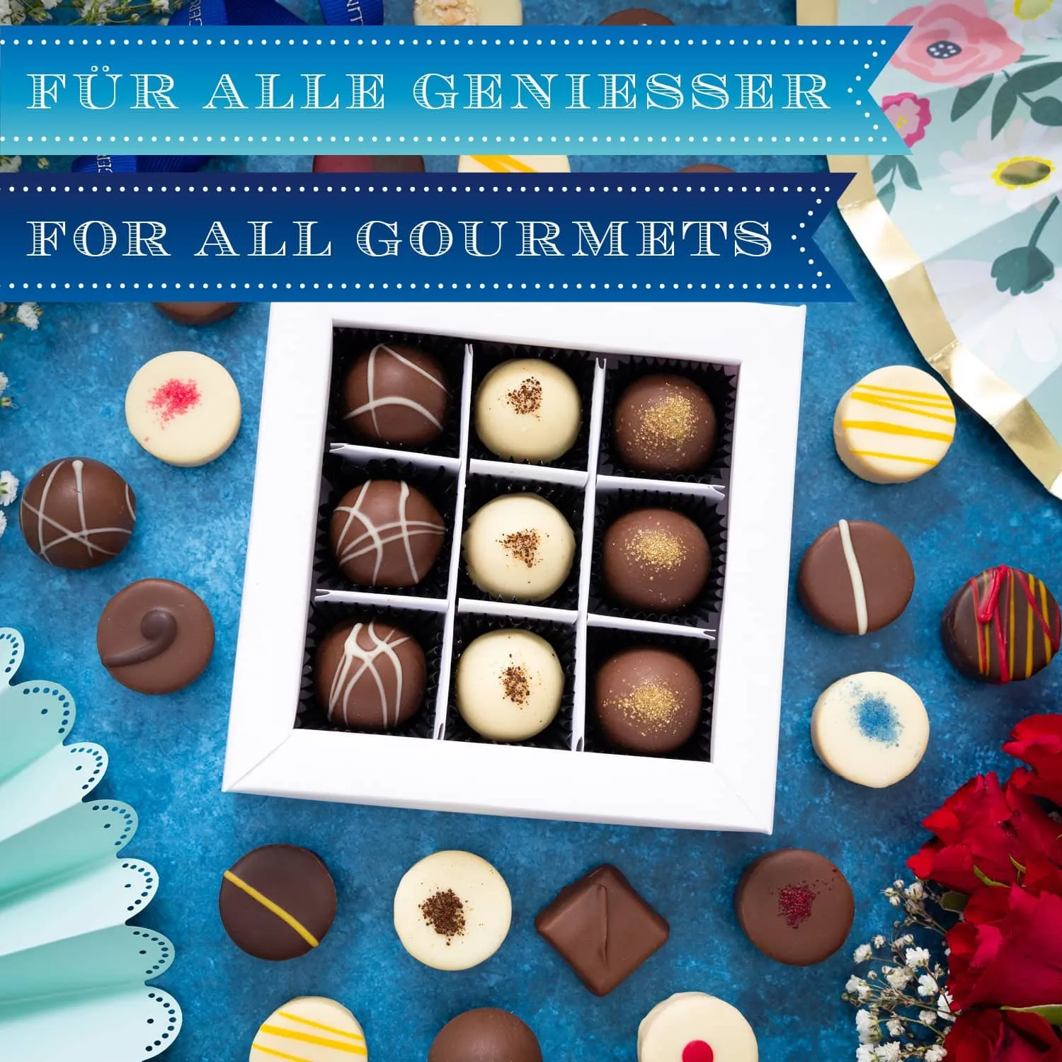 Herzchen für Papa - es gibt viele Gelegenheite um dem Papa ein paar Herzchen mit leckeren Pralinen zu schenken!