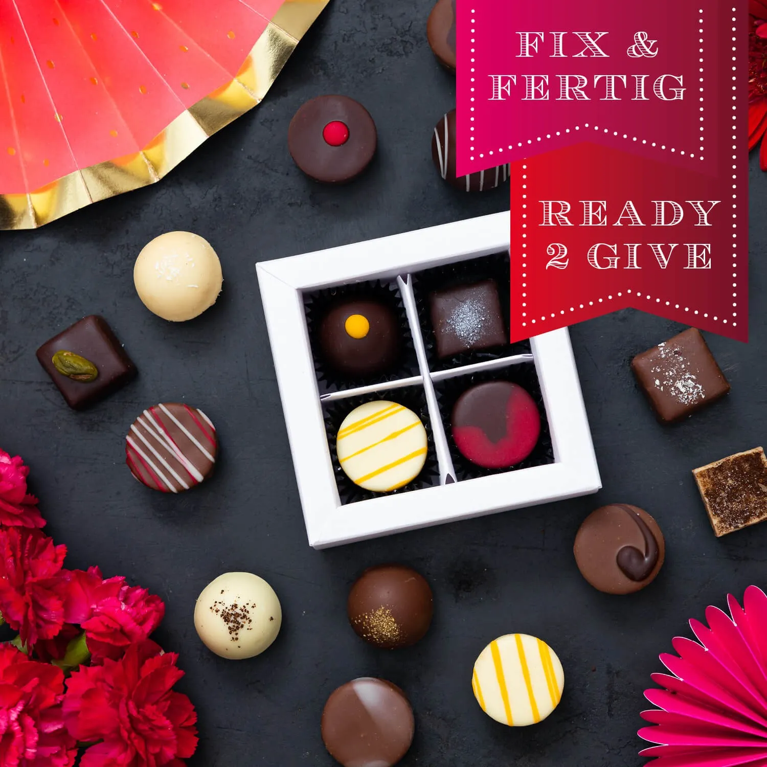 Darüber freut sich jeder - leckere Pralinen mit Botschaft Vielen Dank.