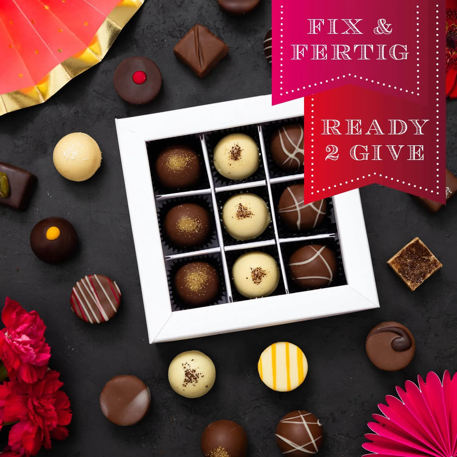 Darüber freut sich jeder - leckere Pralinen mit Botschaft Vielen Dank.